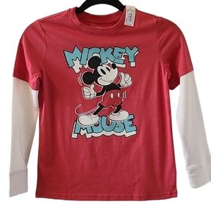 JUMPING BEANS BOYS RED MICKEY MOUSE THERMAL LONG SLEEVE "SKATER" TEE SIZE 10